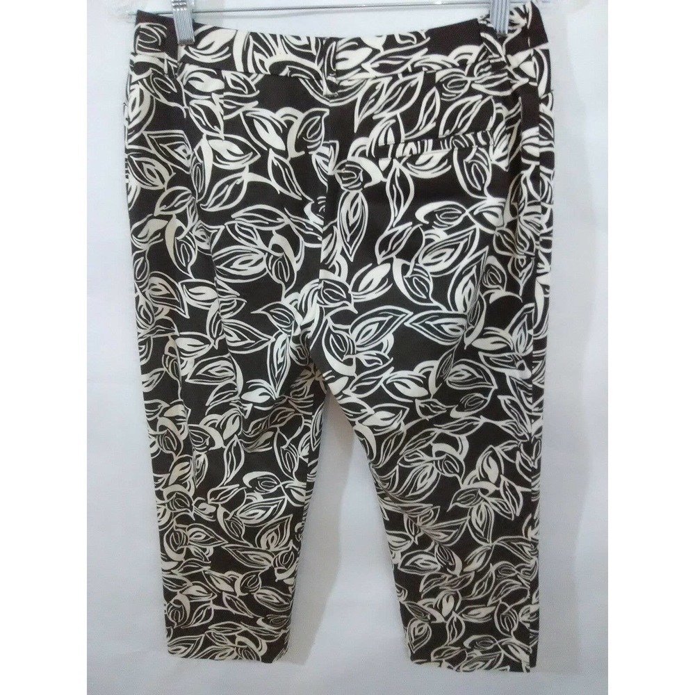 Jones New York Signature Women's Black Cream Floral Crop Capri Pants 6 Petite - Picture 2 of 4